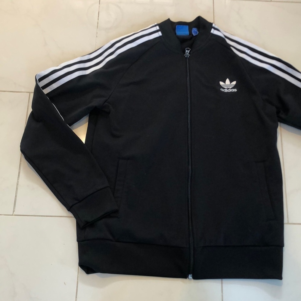Adidas black zip up jacket / sweatshirt. Youth or ladies small.